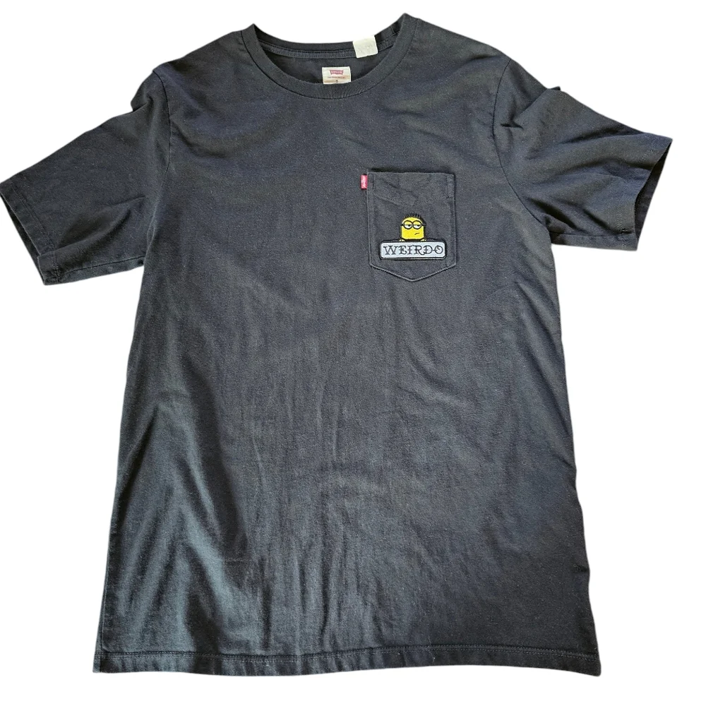 Levi's Black Cotton Pocket T Shirt Minion Weirdo Size S